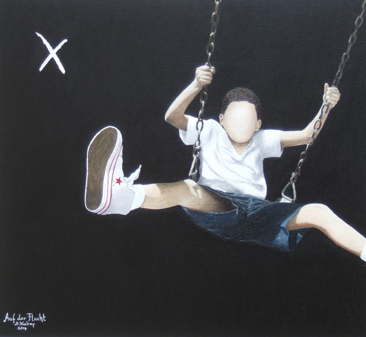 Auf der Flucht 2014 43,8 x 48 cm